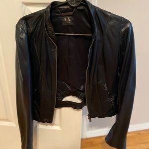Armani exchange leather jacket blue
